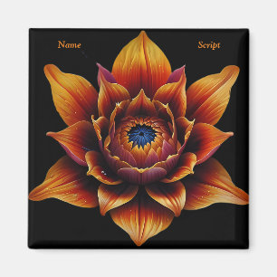Lebhafte Orange Blume Head Pflanze Botanische Kuns Magnet