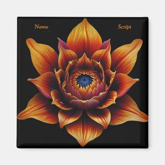 Lebhafte Orange Blume Head Pflanze Botanische Kuns Magnet (Vorne)