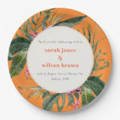 Lebhafte Orange Blush Boho Tropical Floral Wedding Pappteller (Vorderseite)