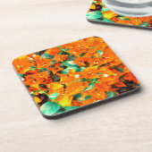 Lebhafte Orange Bougainvillea Blume Untersetzer (Linke Seite)