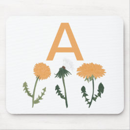 Lebhafte Orange Green Dandelion Blume Monogram Mousepad