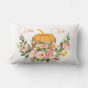 Lebhafte Orange Hello Fall Pumpkin Wasserfarbe Ros Lendenkissen