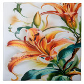 Lebhafte Orange Lilien im Frühling Fliese (Vorderseite)