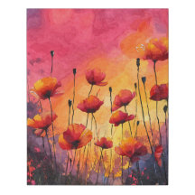 Lebhafte Orange Poppies bei Sonnenuntergang