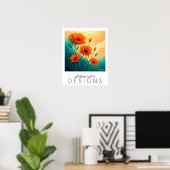 Lebhafte Orange Poppies Moderne botanische Kunst Poster (Heimbüro)