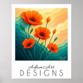 Lebhafte Orange Poppies Moderne botanische Kunst Poster (Vorne)