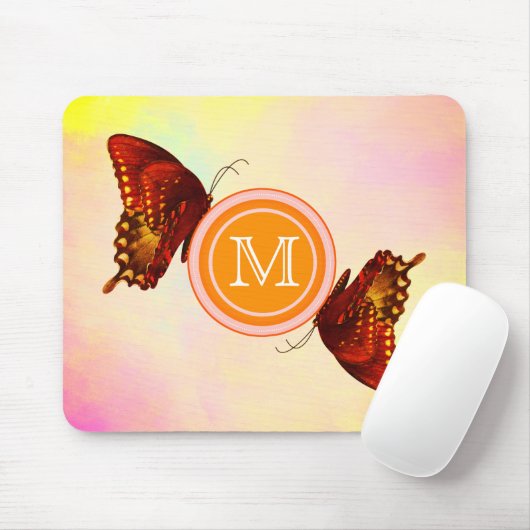 Lebhafte Orange Schmetterlinge & Pastel Sky | Mono Mousepad (Mit Mouse)