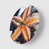 Lebhafte Orange Starfish Beach Wall Uhr (Winkel)