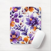 Lebhafte Orange und Lila Aquarellblume Mousepad (Mit Mouse)