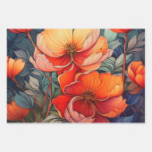 Lebhafte orange und rote Blume Geschenkpapier Set (Vorderseite)