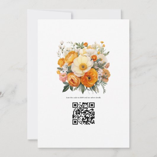 Lebhafte Orangefarbene Hochzeitsfeier Einladung (Rückseite)