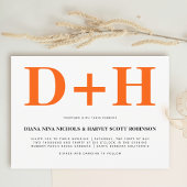 Lebhafte orangefarbene Initialen fett gedruckte Ho Einladung