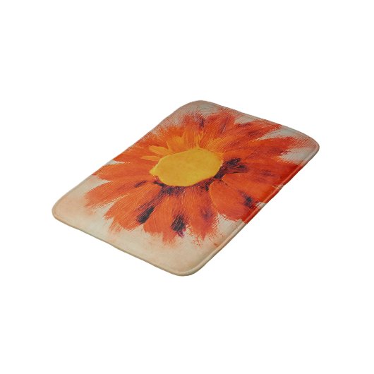 Lebhafte Orangenblume Badematte (Schrägansicht)