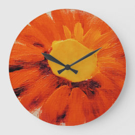 Lebhafte Orangenblume Große Wanduhr