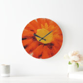 Lebhafte Orangenblume Große Wanduhr (Zuhause)
