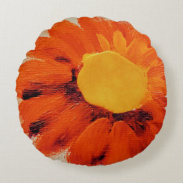 Lebhafte Orangenblume Rundes Kissen