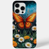 Lebhafte Orangeninsektenschmetterling-Kamille-Blum Case-Mate iPhone Hülle (Rückseite)