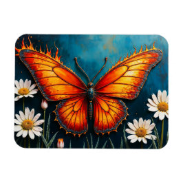Lebhafte Orangeninsektenschmetterling-Kamille-Blum Magnet