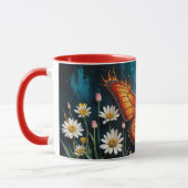 Lebhafte Orangeninsektenschmetterling-Kamille-Blum Tasse (Links)