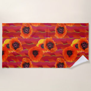 Lebhafte orientalische Poppies Strandtuch