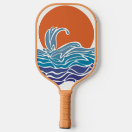 Lebhafte Ozeanwellen & Sonnenuntergang Pickleball  Pickleball Schläger