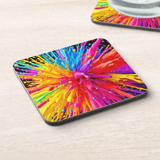 Lebhafte Paint Burst Energy Getränkeuntersetzer (Linke Seite)