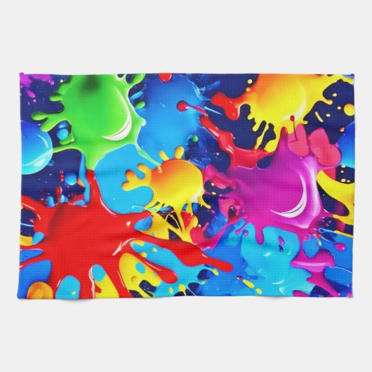 Lebhafte Paint-Spritzer: Eine fette Farbenanweisun Geschirrtuch (Horizontal)