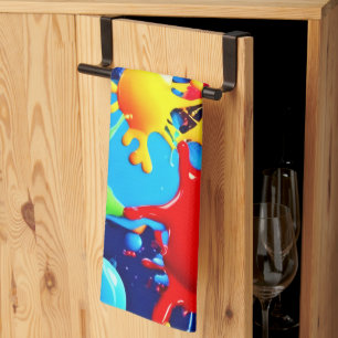 Lebhafte Paint-Spritzer: Eine fette Farbenanweisun Geschirrtuch