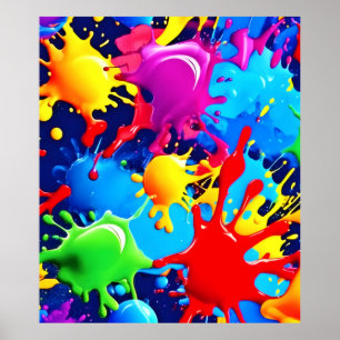 Lebhafte Paint-Spritzer: Eine fette Farbenanweisun Poster