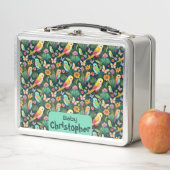 Lebhafte Papageien: Eine farbenfrohe Symphonie der Metall Brotdose (Beispiel)