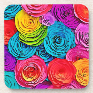 Lebhafte Paper-Rose Getränkeuntersetzer