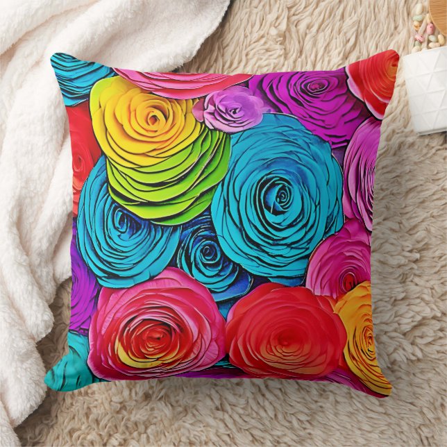 Lebhafte Paper-Rose Kissen (Decke)