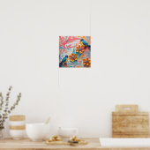 Lebhafte Papiervögel und florale Kunst - kreativ Poster (Küche)