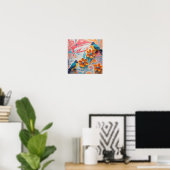 Lebhafte Papiervögel und florale Kunst - kreativ Poster (Heimbüro)