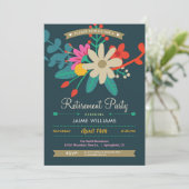 Lebhafte Party Einladung der Blumenruhestandszeit (Stehend Vorderseite)