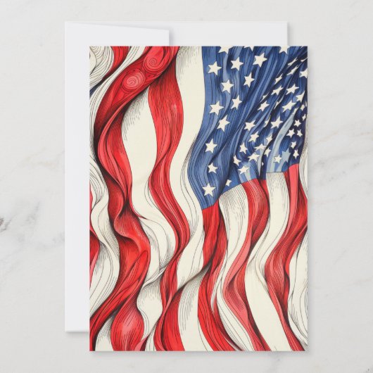 Lebhafte Patriotische Amerikanische Flagge Geburts Einladung (Rückseite)