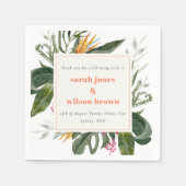 Lebhafte Peach Blush Boho Tropical Floral Wedding Serviette (Vorderseite)