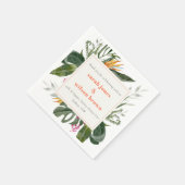 Lebhafte Peach Blush Boho Tropical Floral Wedding Serviette (Ecke)