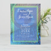 Lebhafte Peacock Feather Moderne Einladung (Stehend Vorderseite)