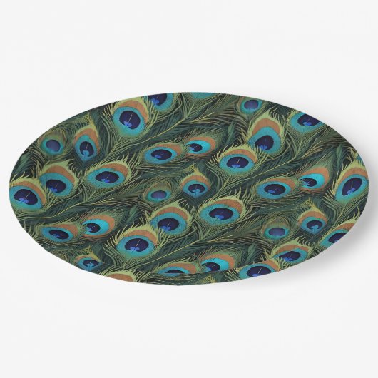 Lebhafte Peacock Feathers Pappteller (Schrägansicht)