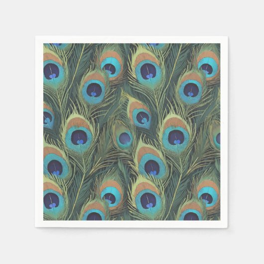 Lebhafte Peacock Feathers Serviette (Vorderseite)