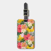 Lebhafte, personalisierbare tropische Flora Gepäckanhänger (Vorderseite vertikal)