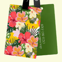 Lebhafte, personalisierbare tropische Flora Gepäckanhänger