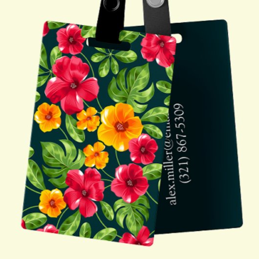 Lebhafte, personalisierbare tropische Flora Gepäckanhänger