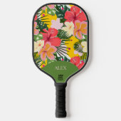 Lebhafte, personalisierbare tropische Flora Pickleball Schläger (Vorderseite)