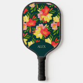 Lebhafte, personalisierbare tropische Flora Pickleball Schläger (Vorderseite)