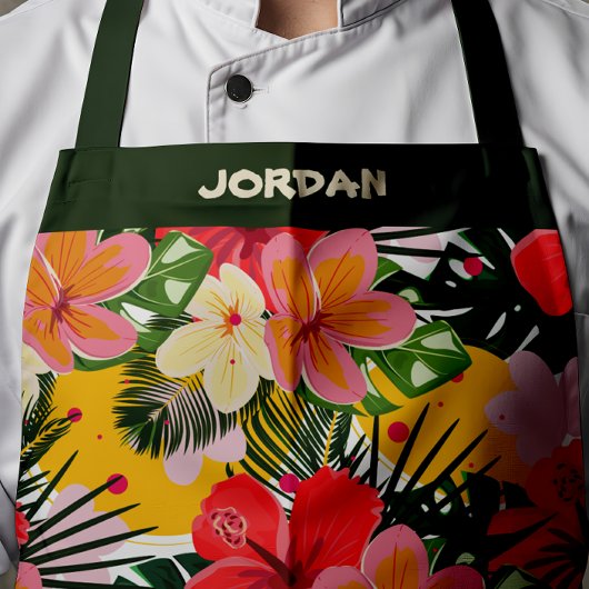 Lebhafte, personalisierbare tropische Flora Schürze