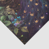 Lebhafte Pfau- und Blumendekoupage Seidenpapier (Detail)