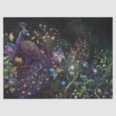 Lebhafte Pfau- und Blumendekoupage Seidenpapier (Vorderseite)