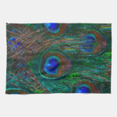 Lebhafte Pfauenfedern Etching Style Decor Küchentuch (Horizontal)